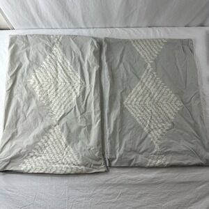 2 West Elm Pillowcases Light gray White Geometric Standard 100% Organic Cotton